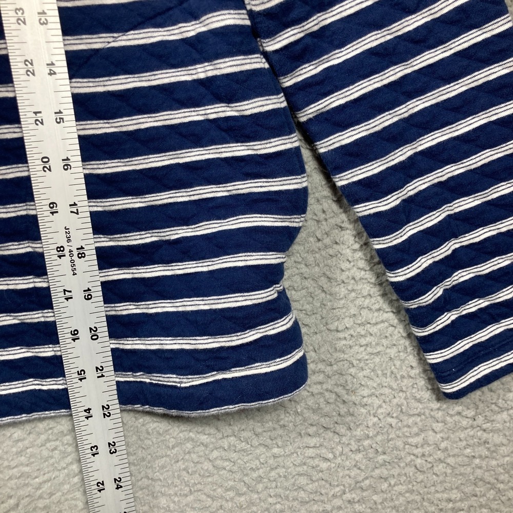 Lands' End Sweatshirt Women's Small Blue Stripe Nautical Long Sleeve Quilted - Picture 5 of 12